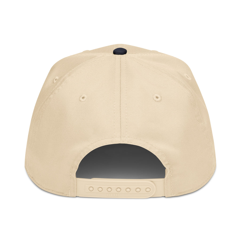 Prayer and Coffee embroidered Christian baseball cap in cream and navy blue
