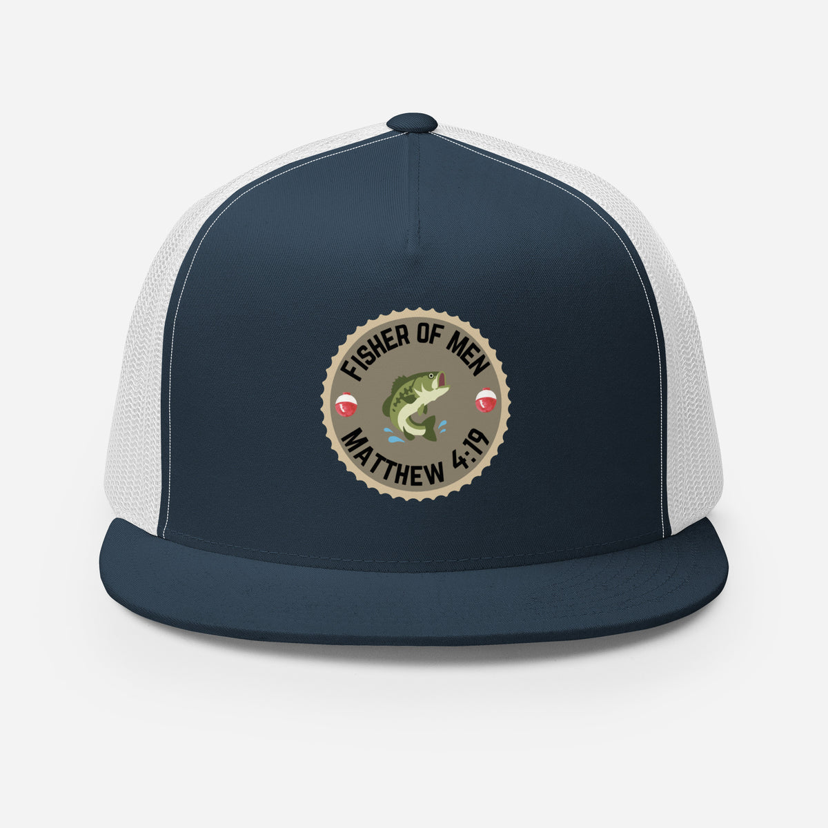Fisher of Men Christian trucker hat in navy and white – Matthew 4:19