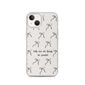 With God all things are possible Christian iPhone case with black bow pattern