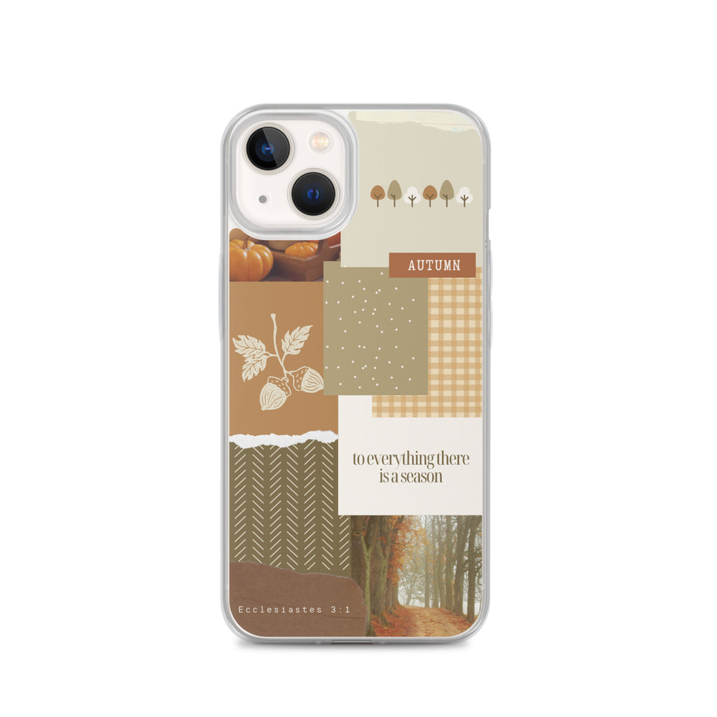 Fall Christian iPhone case with autumn collage and Ecclesiastes 3:1 design