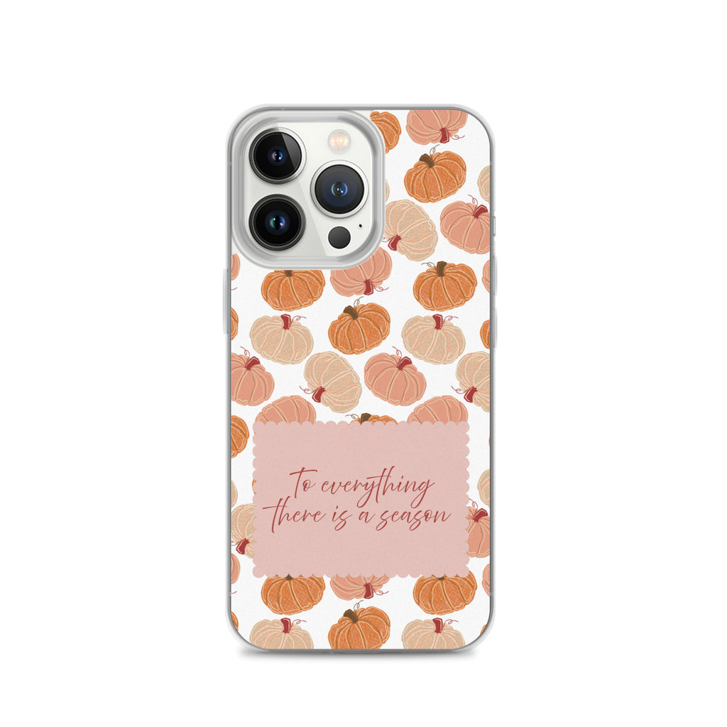 Fall Christian iPhone case with pumpkin pattern and To Everything There Is a Season design