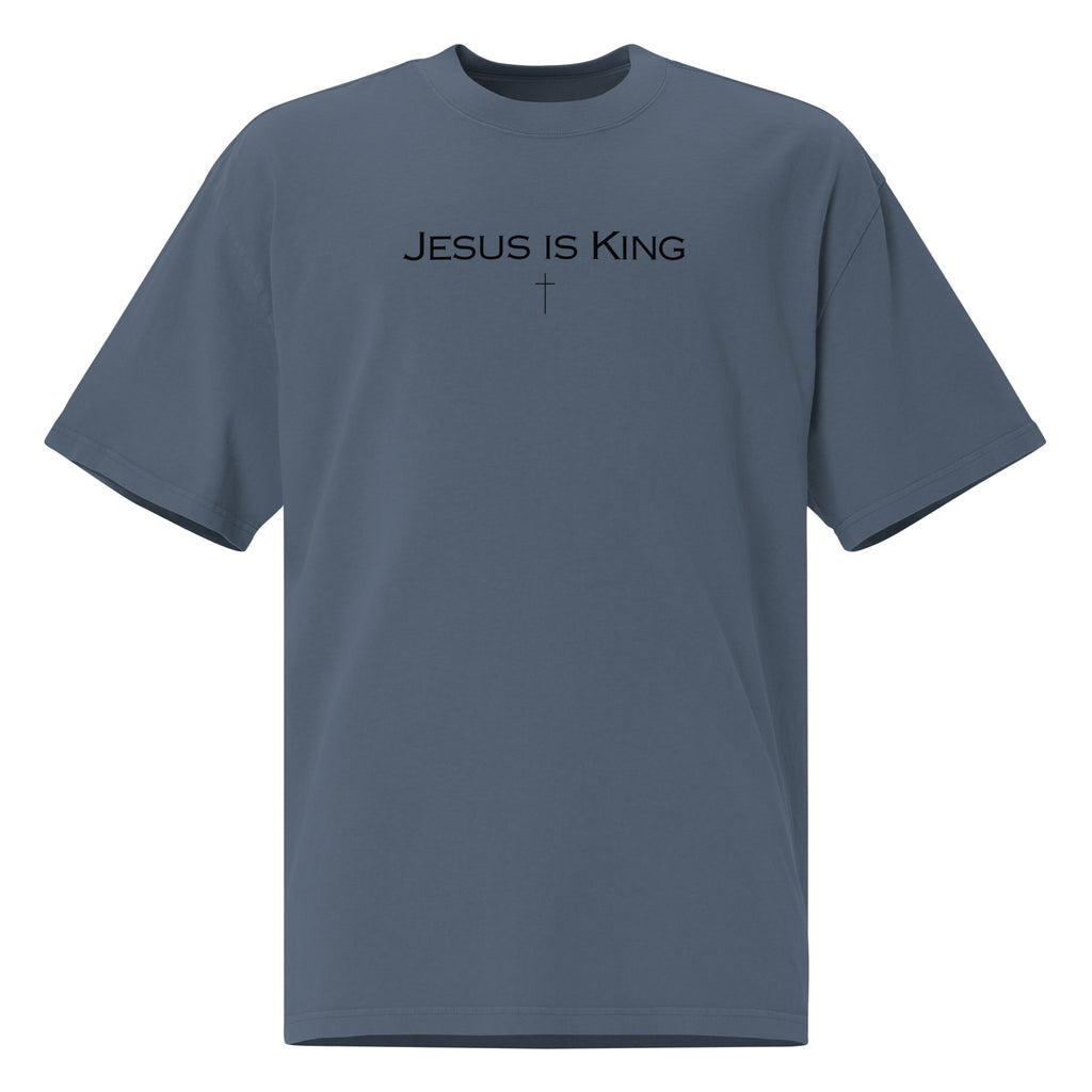 Jesus Is King men’s Christian oversized t-shirt – minimalist faith graphic tee