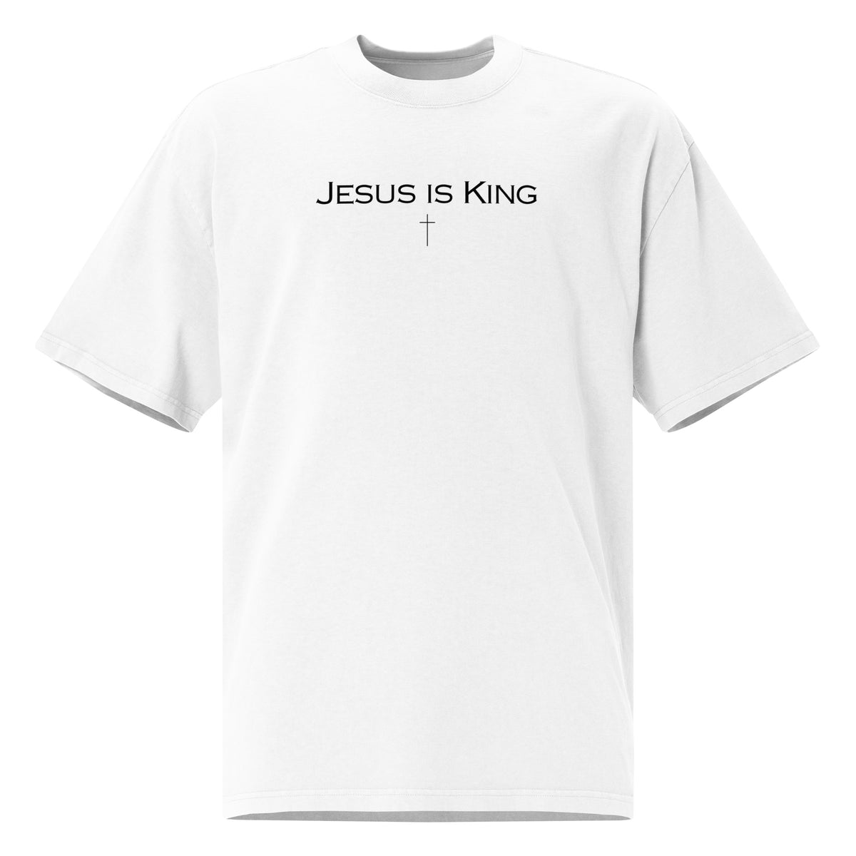 Jesus Is King men’s Christian oversized t-shirt – minimalist faith graphic tee