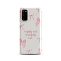 Pink bow Christian Samsung phone case with Fearfully and Wonderfully Made design
