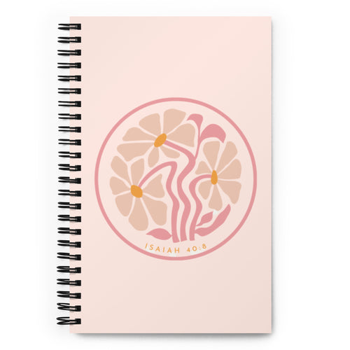 Isaiah 40:8 Christian spiral notebook – pink floral faith journal