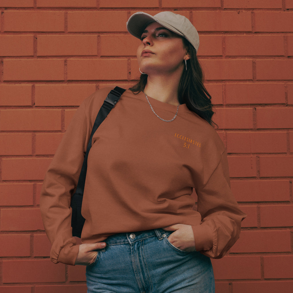 To Everything There Is a Season Ecclesiastes 3:1 Christian long sleeve shirt with fall landscape design