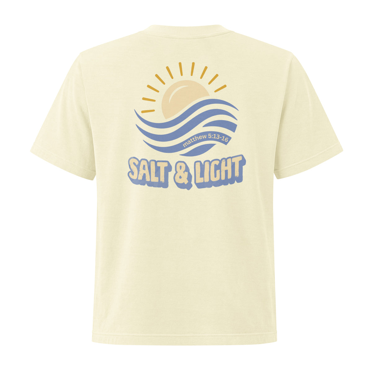 Salt & Light Matthew 5:13–16 Christian t-shirt with sun and waves design