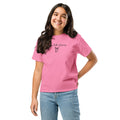 Youth pink Christian T-shirt with ‘Love Like Jesus’ script and black bow design